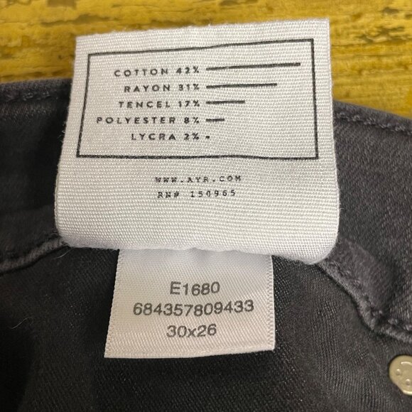 AYR The Riser High Rise Skinny Jeans Black Sz 30x26 - Picture 6 of 7